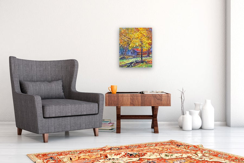 Fall, Yellow Trees by Suren Nersisyan |  In Room View of Artwork 