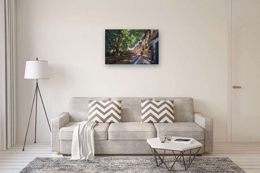 Walkway in Granada by Jonelle Summerfield |  In Room View of Artwork 