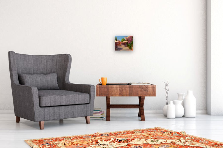 Cafe Bougainvillea by Aruna Rao |  In Room View of Artwork 