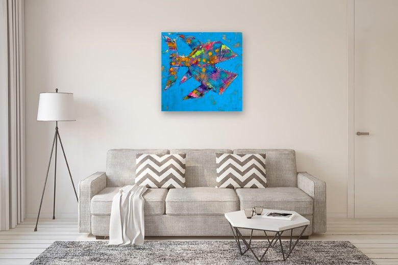 Gold Water Geometry by Allen Wittert |  In Room View of Artwork 