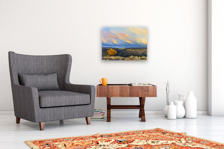 Taos Gorge Landscape by Elizabeth Garat |  In Room View of Artwork 