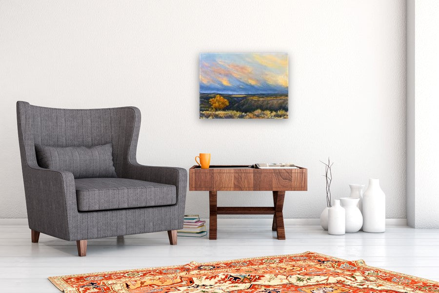 Taos Gorge Landscape by Elizabeth Garat |  In Room View of Artwork 