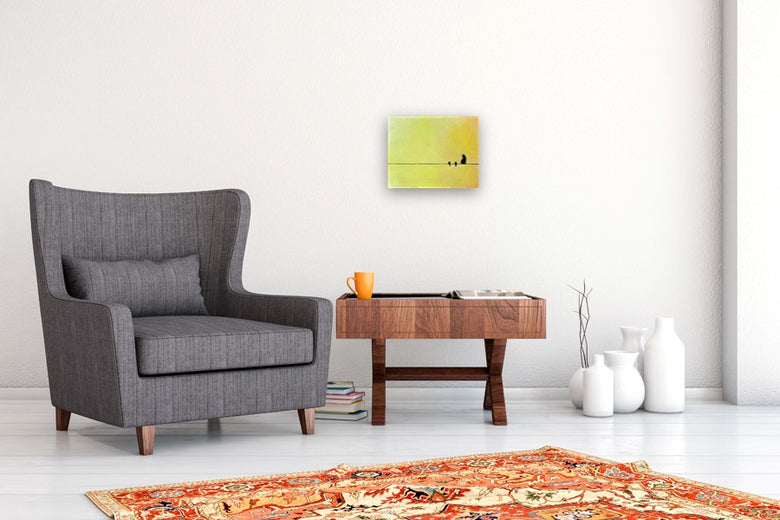 Birds and a Friend on a Wire by Keith Thomson |  In Room View of Artwork 