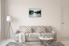 Original art for sale at UGallery.com | Huitt Pond - Morning by Ronda Waiksnis | $750 | oil painting | 22' h x 30' w | thumbnail 5