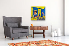 Original art for sale at UGallery.com | Drawing Room with Flowers by Robert Hofherr | $1,000 | acrylic painting | 24' h x 24' w | thumbnail 5