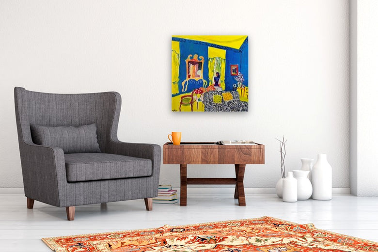 Drawing Room with Flowers by Robert Hofherr |  In Room View of Artwork 