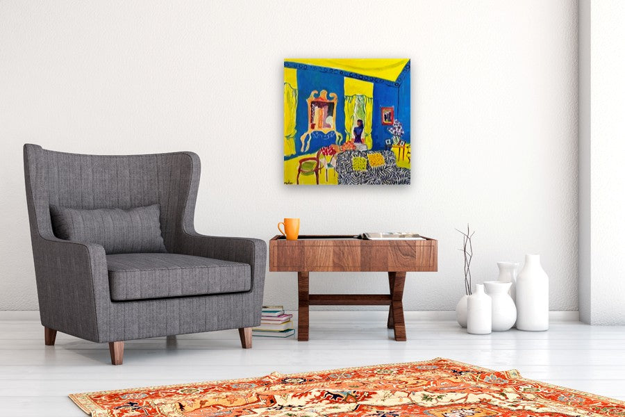 Drawing Room with Flowers by Robert Hofherr |  In Room View of Artwork 