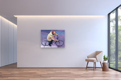 Original art for sale at UGallery.com | Parisian Man Riding Bicycle by Warren Keating | $5,975 | oil painting | 44' h x 60' w | thumbnail 5