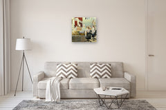 Original art for sale at UGallery.com | Mending and Restoration by Onelio Marrero | $1,300 | oil painting | 26' h x 26' w | thumbnail 5