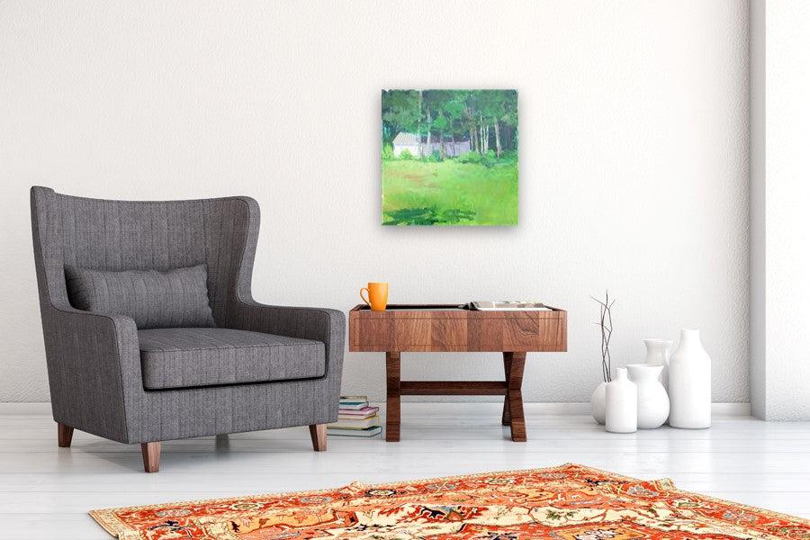 House in Sunlight and Shade by Janet Dyer |  In Room View of Artwork 