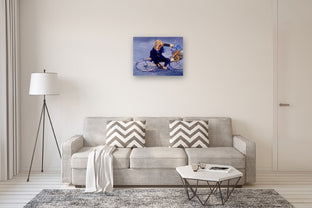 Bicyclist In Paris by Warren Keating |  In Room View of Artwork 