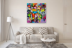 Original art for sale at UGallery.com | First Day Designing at Boston Dynamics by Allen Wittert | $5,300 | acrylic painting | 47.5' h x 45.75' w | thumbnail 5