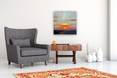 Original art for sale at UGallery.com | The Sun's Last Whisper by Francesca Currie | $2,000 | oil painting | 23.6' h x 23.6' w | thumbnail 5