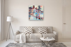 Original art for sale at UGallery.com | Waterfront by Linda Shaffer | $1,500 | mixed media artwork | 36' h x 36' w | thumbnail 5