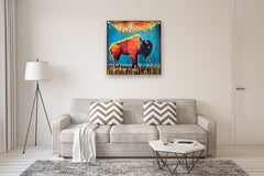 Original art for sale at UGallery.com | Red Flower by Scott Dykema | $2,700 | mixed media artwork | 36' h x 36' w | thumbnail 5