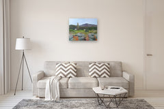 Original art for sale at UGallery.com | Houses in the Foothills by Janet Dyer | $1,625 | acrylic painting | 24' h x 30' w | thumbnail 5