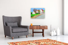 Original art for sale at UGallery.com | Street in Mormant, France by Janet Dyer | $975 | acrylic painting | 18' h x 24' w | thumbnail 5