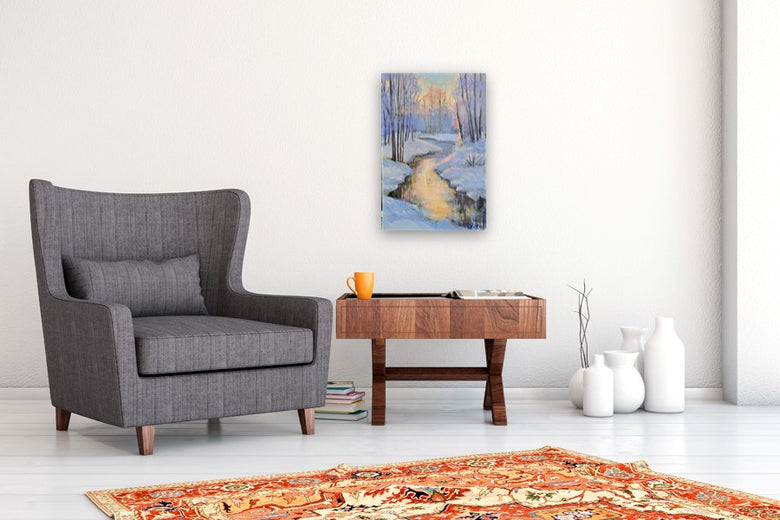 Winter Stream by Gulshaba Abbasova |  In Room View of Artwork 