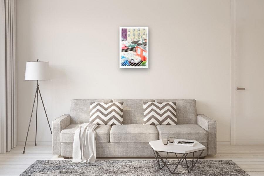 Traffic Next to a Traffic Light by Javier Ortas |  In Room View of Artwork 