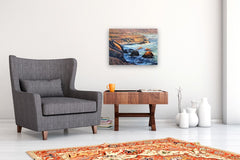 Original art for sale at UGallery.com | Ocean Cliffs, Warm Light by Elizabeth Garat | $1,350 | oil painting | 18' h x 24' w | thumbnail 5