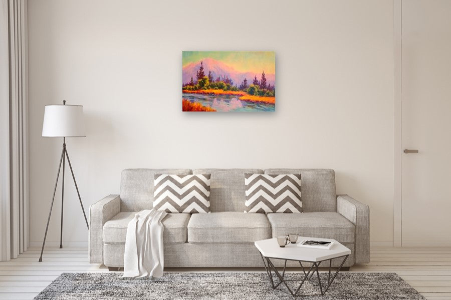 Marsh and Willows by Karen E Lewis |  In Room View of Artwork 
