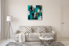 Original art for sale at UGallery.com | In the Rain by Janet Hamilton | $2,800 | mixed media artwork | 36' h x 36' w | thumbnail 5