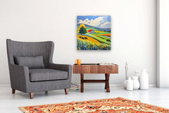 Original art for sale at UGallery.com | Red Roof Rolling Hills by John Jaster | $1,100 | acrylic painting | 24' h x 24' w | thumbnail 5