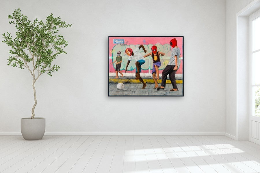 Kids in the Street by Jay Jones (aka FunnyTummy) |  In Room View of Artwork 