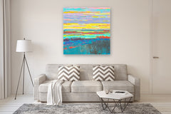 Original art for sale at UGallery.com | Horizon in Bloom by Srinivas Kathoju | $6,900 | oil painting | 48' h x 48' w | thumbnail 5