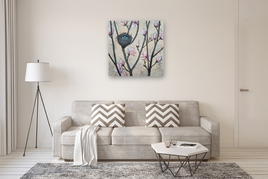The Nest of New Beginnings by Jennifer Ross |  In Room View of Artwork 