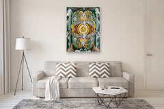 Original art for sale at UGallery.com | Eight of Pentacles by Rachel Srinivasan | $2,600 | oil painting | 48' h x 36' w | thumbnail 5