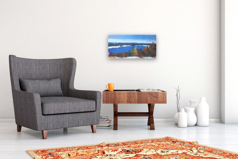 Yellow Tree in Winter by Janet Dyer |  In Room View of Artwork 