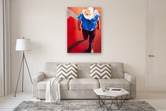 Original art for sale at UGallery.com | Santa Fe Plaza at Sunset by Warren Keating | $5,100 | oil painting | 48' h x 36' w | thumbnail 5