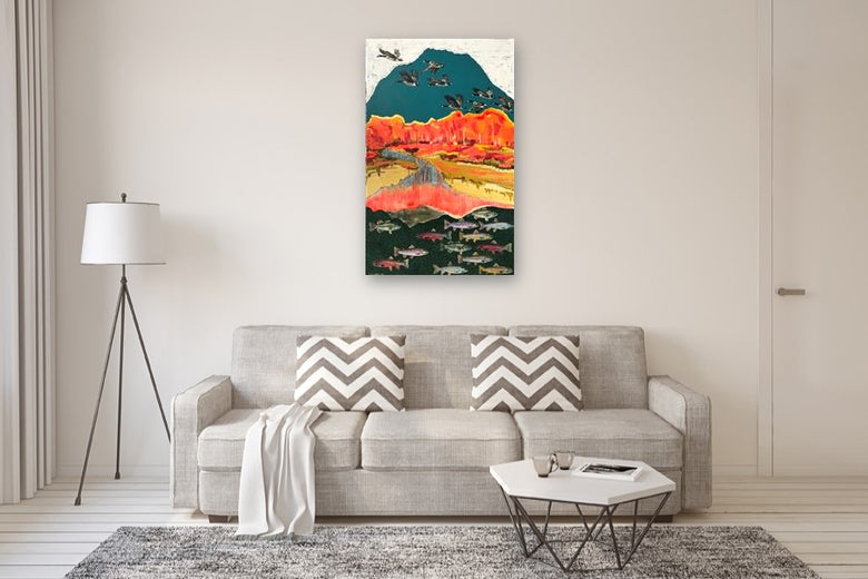 The Mountains are Calling by Alana Clumeck |  In Room View of Artwork 
