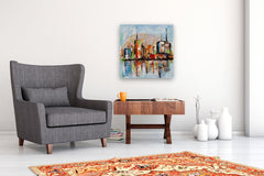 Original art for sale at UGallery.com | Skyline VII by Sharon Sieben | $675 | acrylic painting | 24' h x 24' w | thumbnail 5