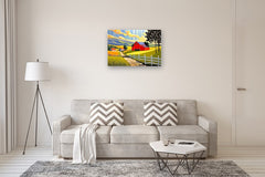 Original art for sale at UGallery.com | Red Barn Blue Sky by John Jaster | $1,300 | acrylic painting | 24' h x 36' w | thumbnail 5