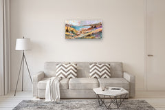 Original art for sale at UGallery.com | Abstract Lake Landscape by Allen Wittert | $2,050 | acrylic painting | 19.5' h x 40' w | thumbnail 5