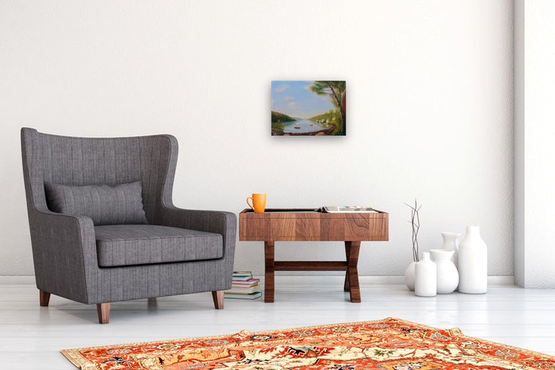On the Pond by Carolyn Steward |  In Room View of Artwork 