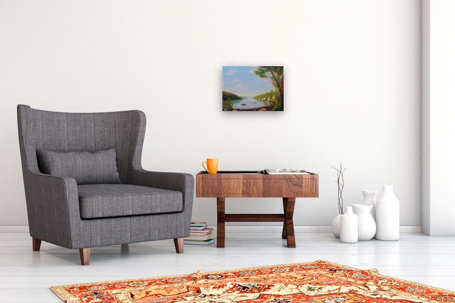 On the Pond by Carolyn Steward |  In Room View of Artwork 