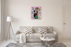Original art for sale at UGallery.com | Girl with Black Cat and Plants by Jessica JH Roller | $975 | acrylic painting | 30' h x 24' w | thumbnail 5