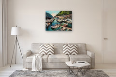 Original art for sale at UGallery.com | The Boats of San Sebastian by Jonelle Summerfield | $3,375 | oil painting | 30' h x 40' w | thumbnail 5