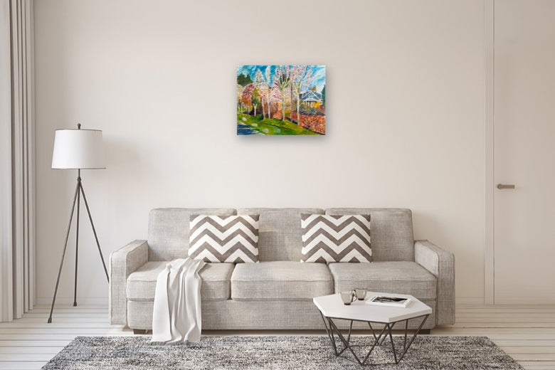 Trees in Bloom by Robert Hofherr |  In Room View of Artwork 