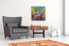 Original art for sale at UGallery.com | House on a Hillside by Robert Hofherr | $950 | acrylic painting | 24' h x 24' w | thumbnail 5