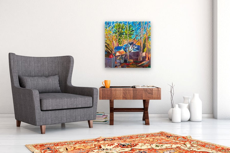 House on a Hillside by Robert Hofherr |  In Room View of Artwork 