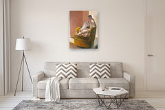 Original art for sale at UGallery.com | Reading In the Gold Chair 2.0 by Jesse Aldana | $3,875 | oil painting | 40' h x 30' w | thumbnail 5