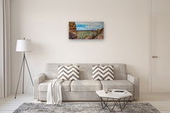 Original art for sale at UGallery.com | Summer in the Valley by Olena Nabilsky | $1,200 | oil painting | 18' h x 36' w | thumbnail 5
