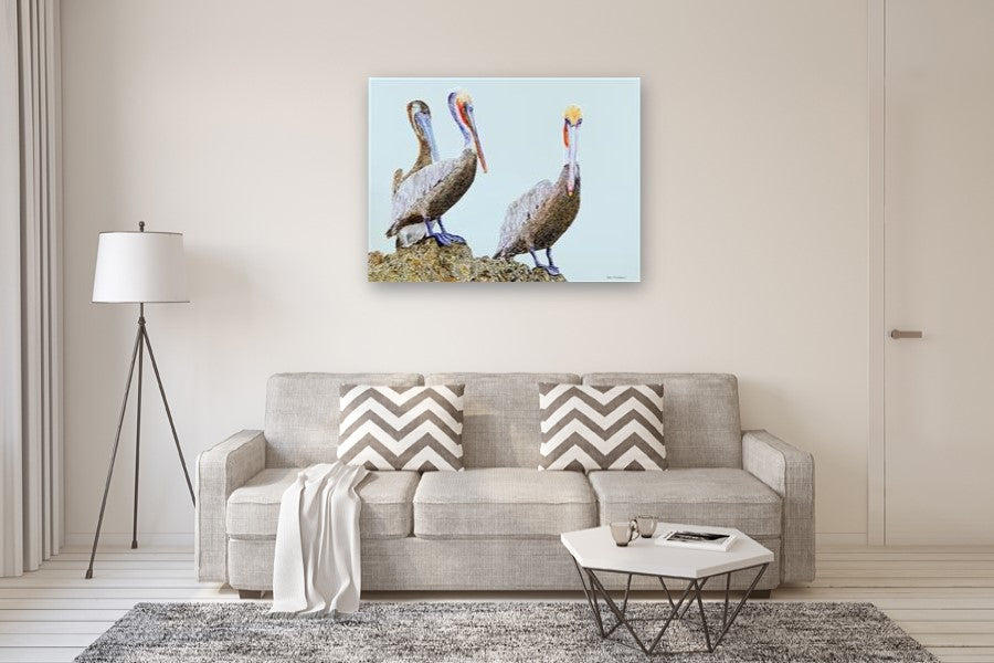 Three Pelicans by Emil Morhardt |  In Room View of Artwork 