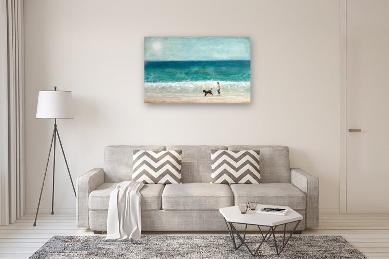 Beach Strolling on Lake Michigan by Sally Adams |  In Room View of Artwork 
