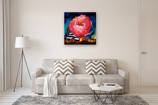 One Blossom One World. Peony & Deer III by Guigen Zha |  In Room View of Artwork 