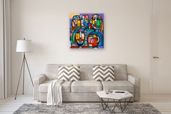 Original art for sale at UGallery.com | Face Values by Allen Wittert | $2,700 | acrylic painting | 35.5' h x 35.5' w | thumbnail 5